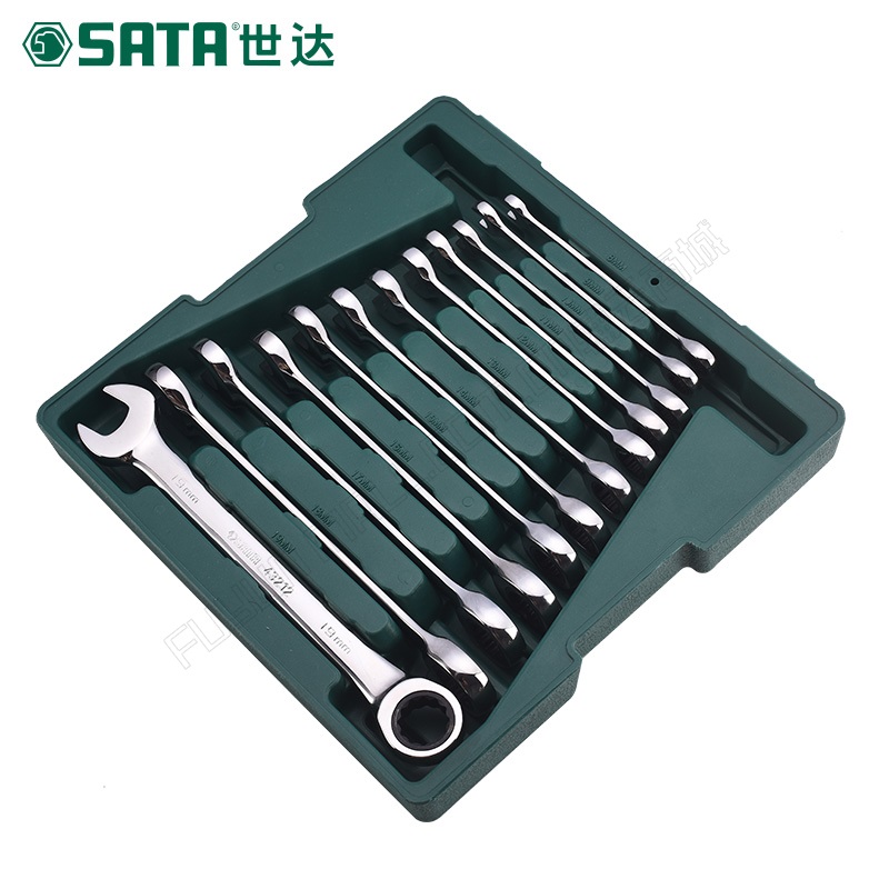 世达/SATA 全抛光棘轮两用扳手12件套 09040